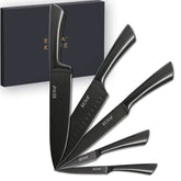 مجموعة سكاكين مطبخ EUNA مكونة من 5 قطع، مجموعة سكاكين حادة احترافية مع غطاء وصندوق هدايا، مجموعة سكاكين طبخ يابانية متينة لسكاكين النينجا المصنوعة من الفولاذ الكربوني بمقبض مدمج وطلاء غير لاصق - Sooqja سوقجة